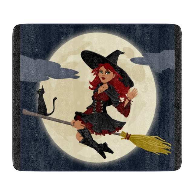 REDHEADED HALLOWEEN WITCH CUTTING BOARD (Front)