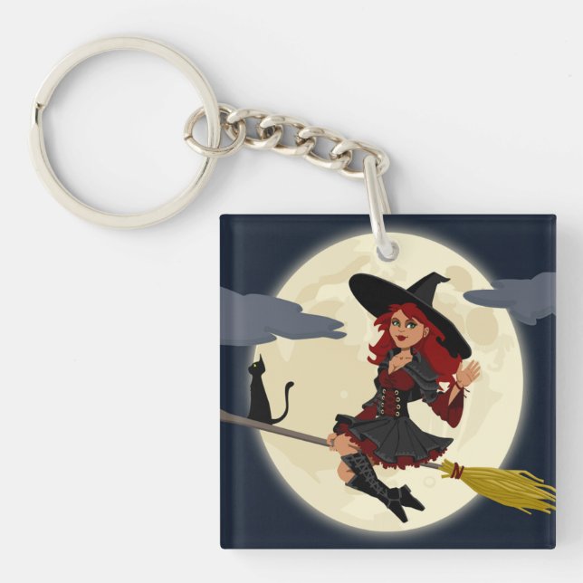 REDHEADED HALLOWEEN WITCH KEY RING (Front)