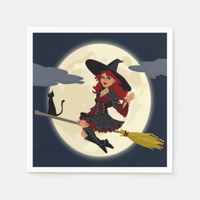 REDHEADED HALLOWEEN WITCH NAPKIN (Front)