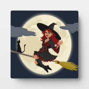 REDHEADED HALLOWEEN WITCH PLAQUE