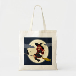 REDHEADED HALLOWEEN WITCH TOTE BAG