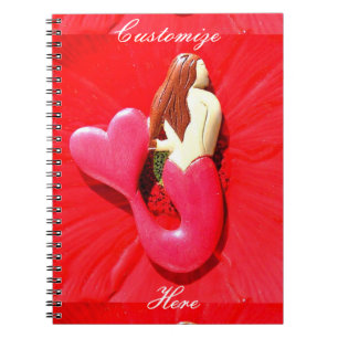 redheaded heart-tailed mermaid notebook