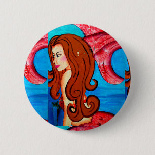 redheaded mermaid button