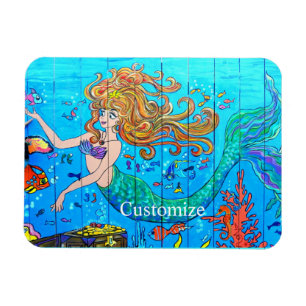 redheaded underwater mermaid magnet