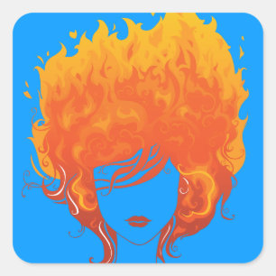 Redheaded Woman, Red Fire Hair Square Sticker
