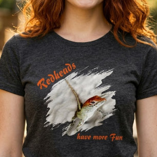Redheads Have More Fun Red-Headed Anole Tri-Blend Shirt