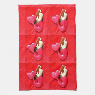 redheart-tailed mermaids tea towel