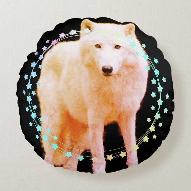 redish wolf Round Pillow (Front)