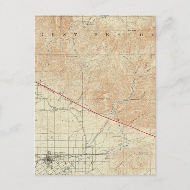 Redlands quadrangle showing San Andreas Rift Postcard (Front)