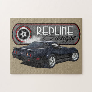 Redline Garage Black Vette Jigsaw Puzzle