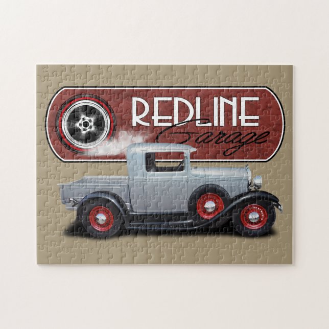 Redline Garage Silver Hot Rod Jigsaw Puzzle (Horizontal)