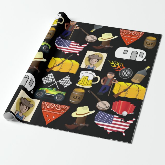 Redneck Birthday Wrapping Paper (Unrolled)