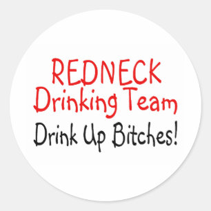 Redneck Drinking Team (Red Black) Classic Round Sticker