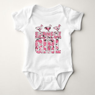 Redneck Girl Pink Camouflage 3 Ducks Baby Bodysuit
