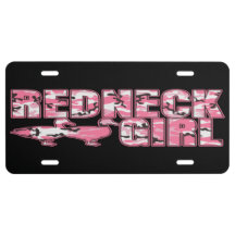 Redneck Girl Pink Camouflage Ducks License Plate