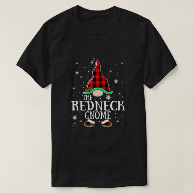 Redneck Gnome Buffalo Plaid Matching Family Christ T-Shirt (Design Front)