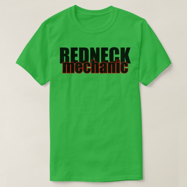 Redneck Mechanic Red  T-Shirt (Design Front)