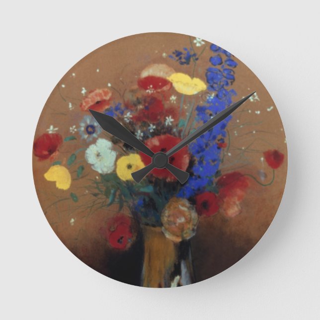Redon: Wild Flowers, C1912 Round Clock (Front)