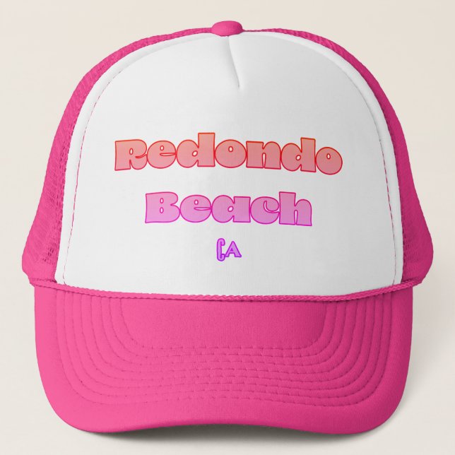 Redondo Beach CA pink Trucker Hat (Front)