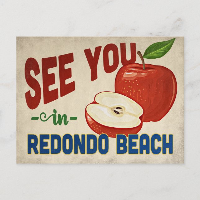 Redondo Beach California Apple - Vintage Travel Postcard (Front)