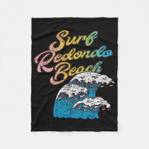 Redondo Beach, California Surf Vintage Retro 60s 7 Fleece Blanket