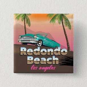 Redondo Beach LA travel poster 15 Cm Square Badge