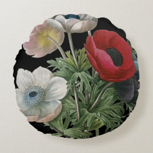 Redoute: Anemone, 1833 Round Cushion