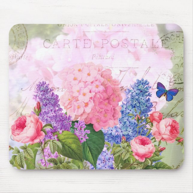 Redoute Flower Collage Mousepad (Front)