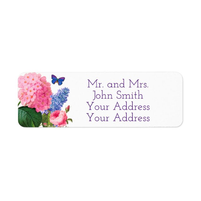 Redoute Flowers Custom Return Address Labels (Front)