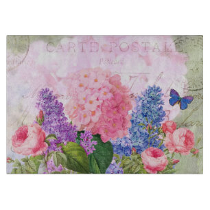 Redoute Flowers Decorative Glass Cutting Board
