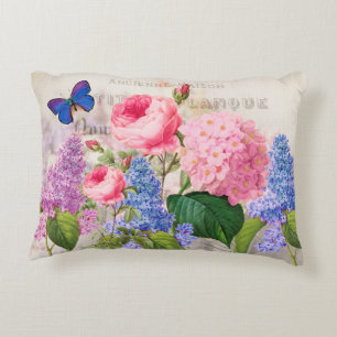 Redoute Garden Flowers Accent Pillow