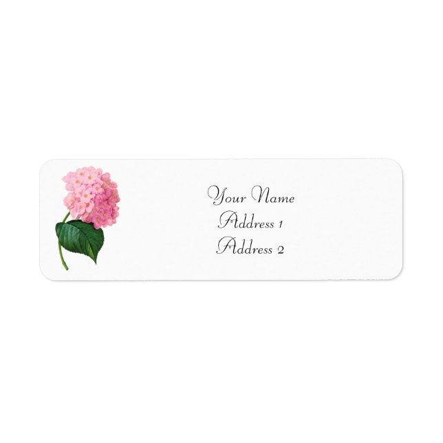 Redoute Pink Hydrangea Address Labels (Front)