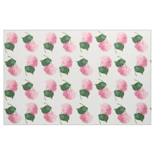 Redoute Pink Hydrangeas Combed Cotton Fabric
