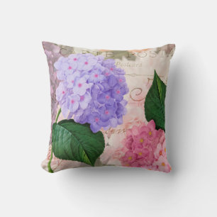 Redoute Pink Purple Flowers Throw Pillow