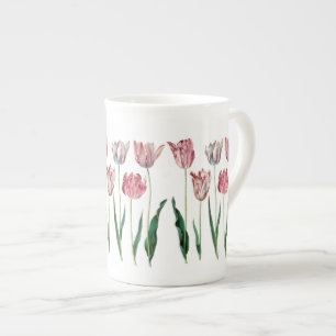 Redoute Pink Tulips Fine Art Bone China Mug