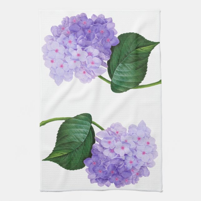 Redoute Purple Hydrangea Flowers Kitchen Towel (Vertical)