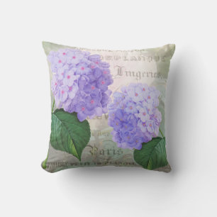 Redoute Purple Hydrangea Throw Pillow