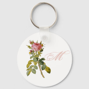 Redoute Rose Custom Monogram Initial Key Ring