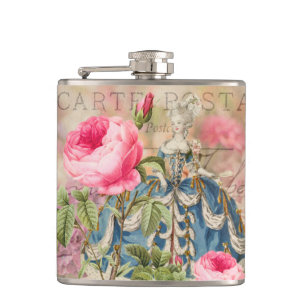 Redoute Rose Vinyl Wrapped Flask