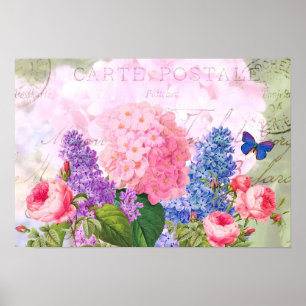 Redoute Vintage Flowers Poster