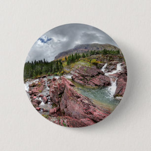 Redrock Falls - Glacier National Park 6 Cm Round Badge
