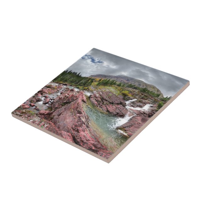 Redrock Falls - Glacier National Park Tile (Side)