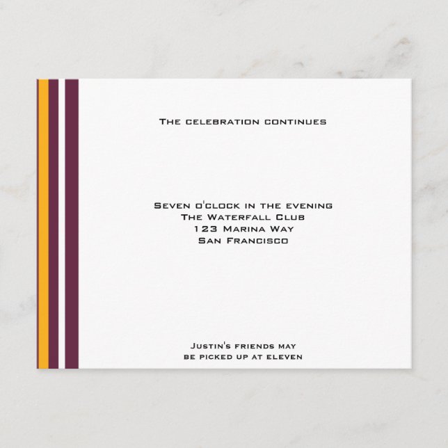 Redskins Football Sports Bar MitzvahReception Enclosure Card (Front)