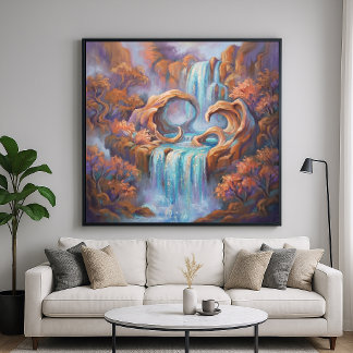 Redstone Waterfall - Pastel Impressionistic Style Poster