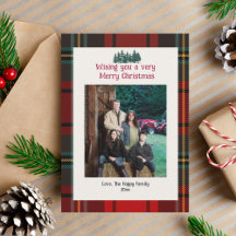 RedTartan Plaid Photo Merry Christmas Card