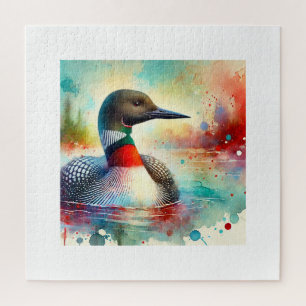 Redthroated Loon 060824AREF120 - Watercolor Jigsaw Puzzle