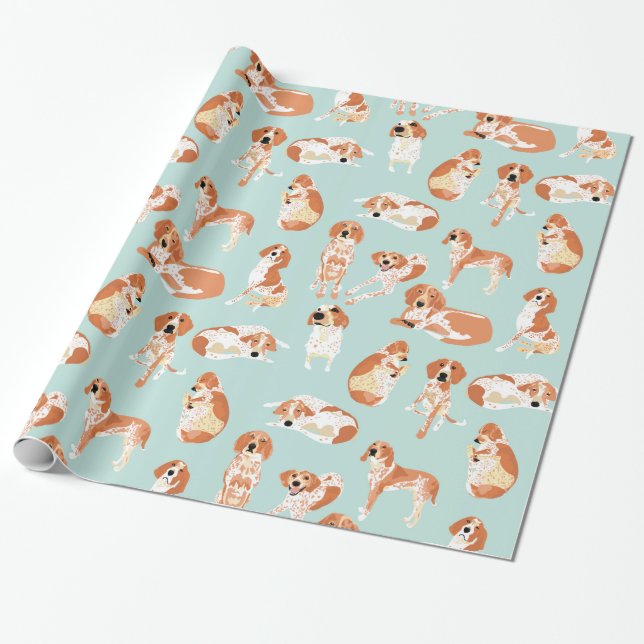 Redtick Coonhound Wrapping Paper (Unrolled)