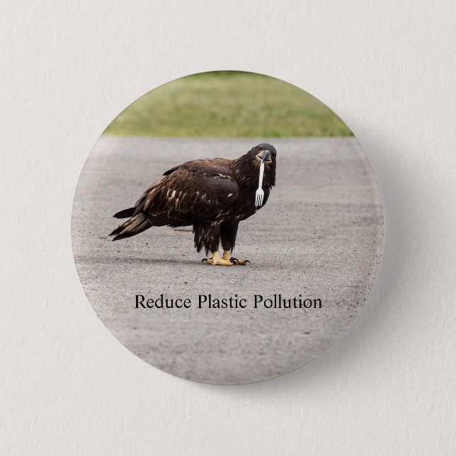 Reduce Plastic Pollution 6 Cm Round Badge (Front)