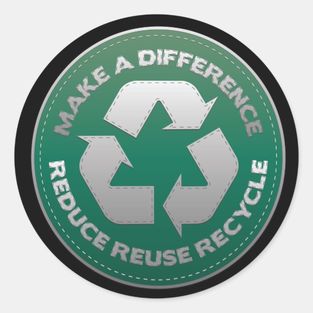 Reduce, Reuse and Recycle Stitch Classic Round Sticker (Front)