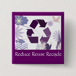 reduce reuse recycle 15 cm square badge